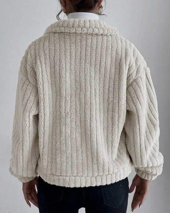 Casual – enkel tyk frakke med reversknap og lange ærmer