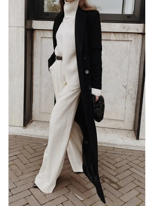 Muriel - sort afslappet vinterfrakke