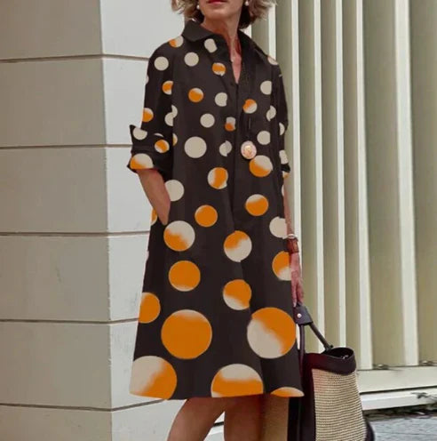 Ensfarvet skjortekjole til kvinder