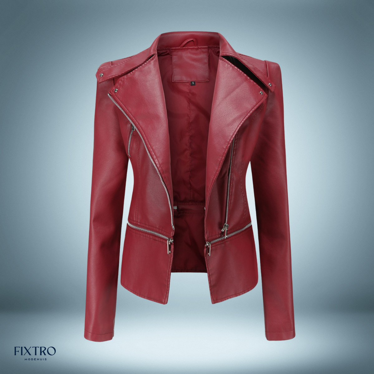 Læderjakke - med åben krave