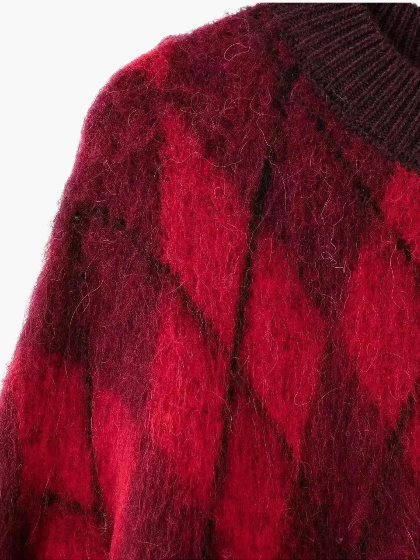 Zelda vintage sweater i rød argyle-strik – dame