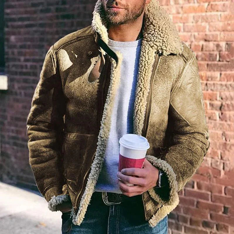 Arvid – pilotjakke med shearlingkrave og forstærkede albuer
