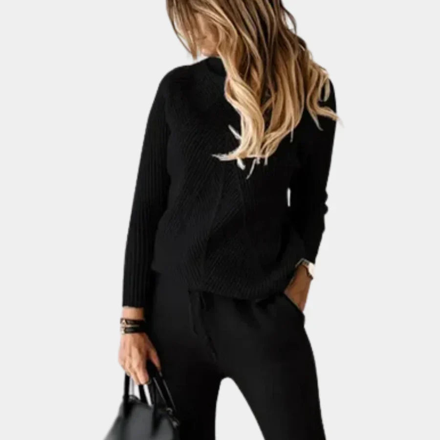 Chic todelt strikket dameoutfit