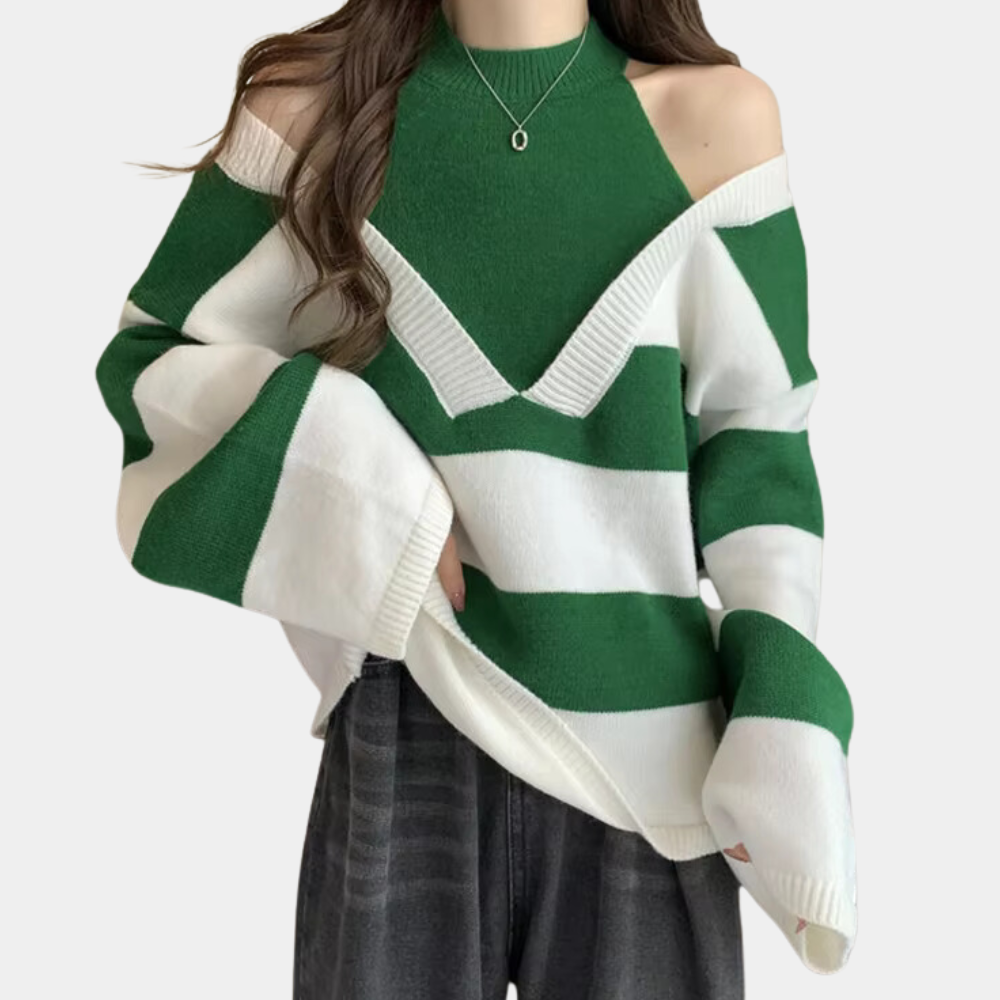 Portia - elegant kold-skulder sweater til kvinder