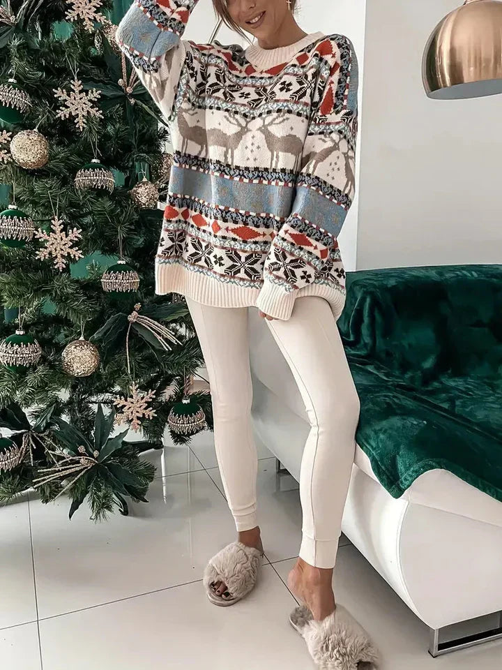 Oversized sweater - løs pasform - strikket - julesweater - dametrøje