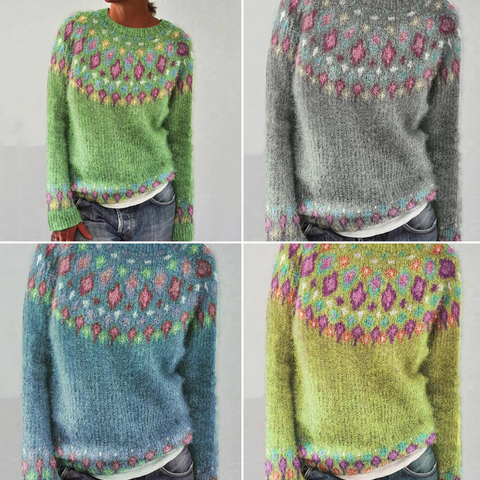 Carla – geometrisk sweater med kontrastprint