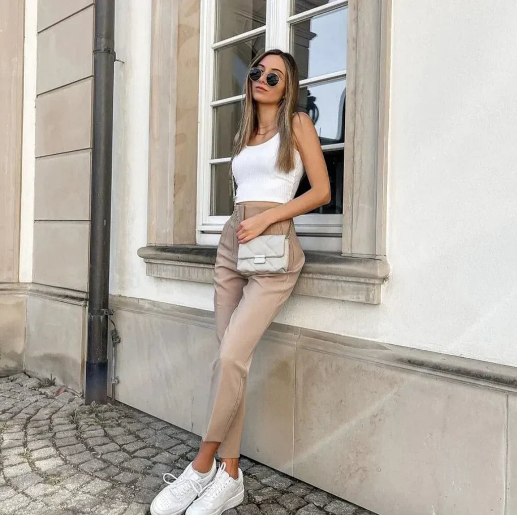 Højtaljede afslappede formelle bukser