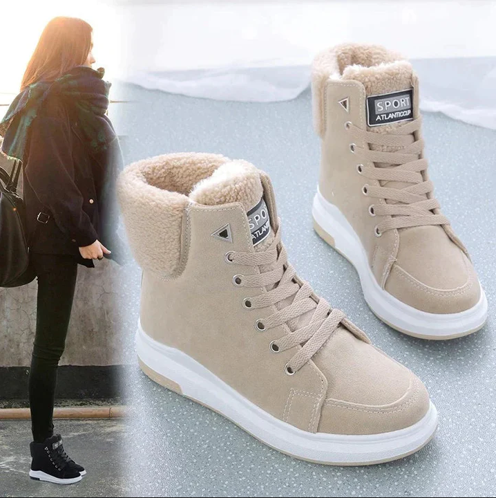 Snestøvler - pelsforede vinterstøvler med snøre ankelstøvler