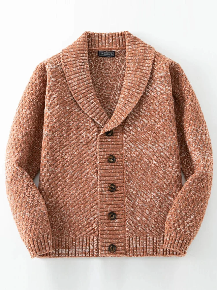 Retro strikket herresweater med charmedetalje