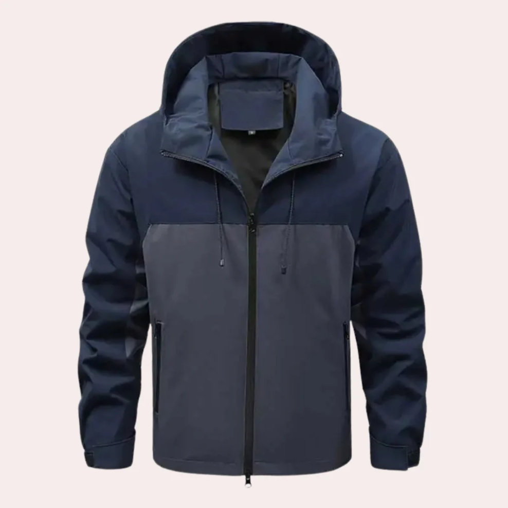Afslappet vindjakke med hætte til mænd