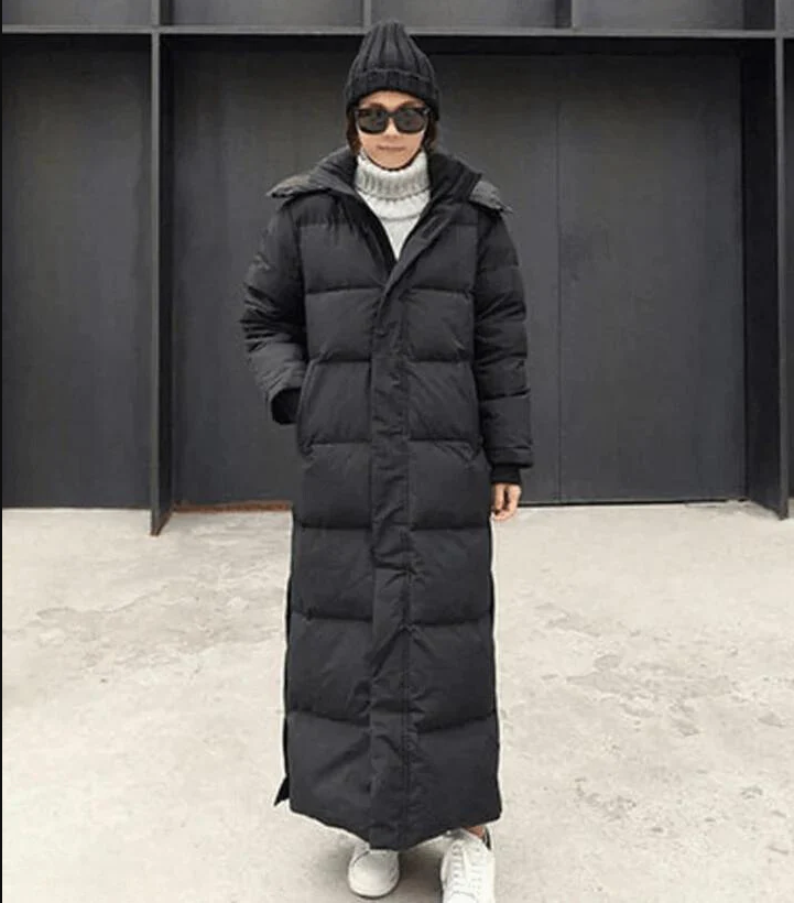 Vinterfrakke - lang dunjakke med hætte til kvinder