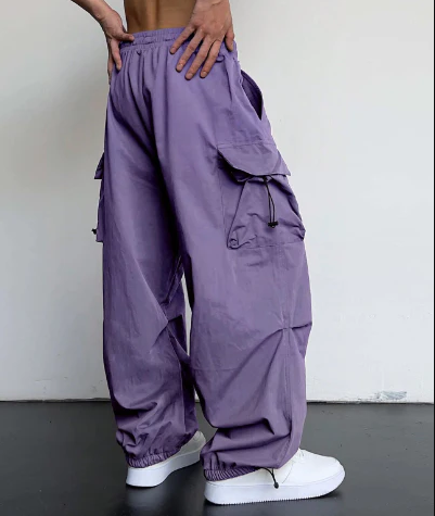 Cargobukser - løs pasform - brede bukseben med snoretræk - herremode