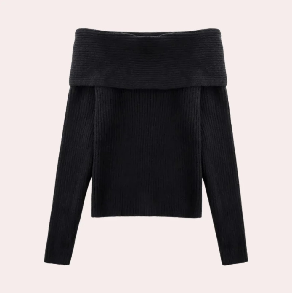 Leorina - stilfuld off-shoulder sweater til kvinder med et elegant strikmønster