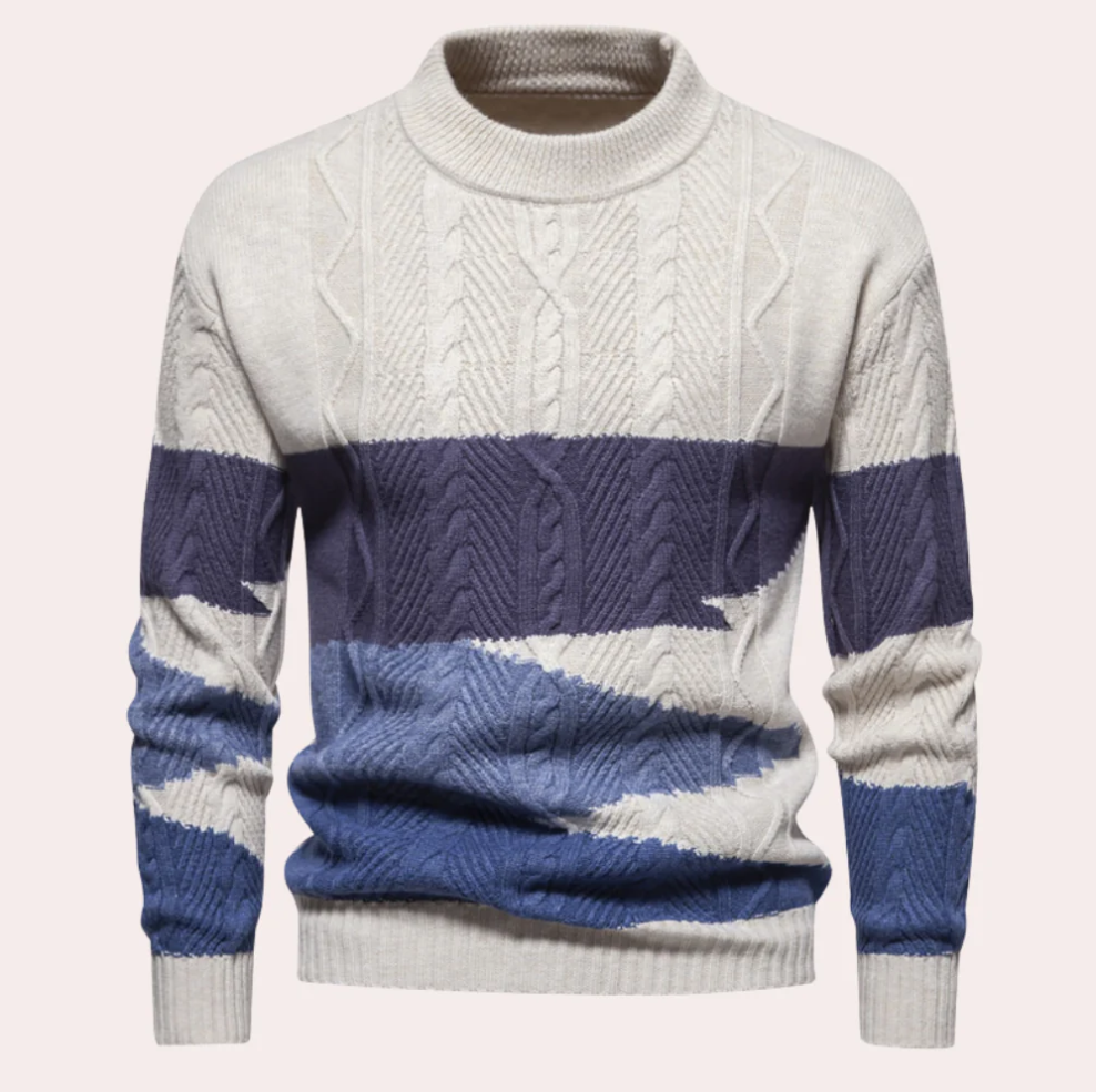 Ladislau - strikket herresweater med kontrastmønster