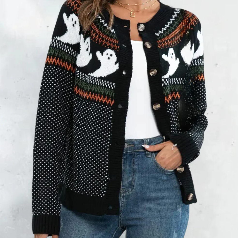 Marika - fortryllende cardigan med spøgelsesmotiv