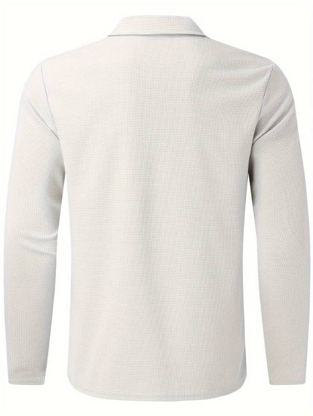 Afslappet vaffelskjorte fra Sam med lange ærmer og V-udskæring