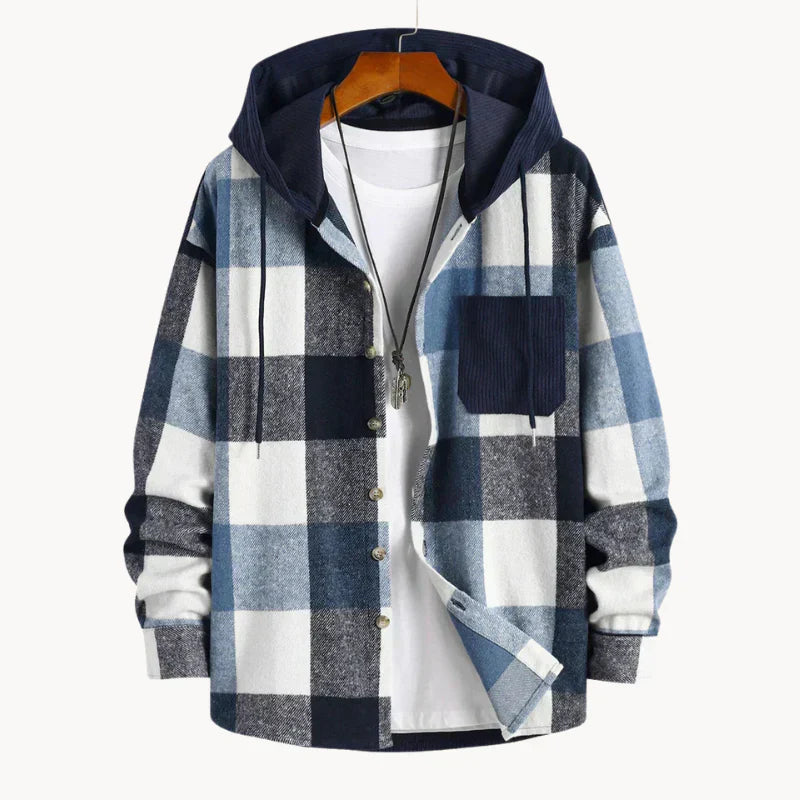 Xavier - relax fit flannel herresweater med hætte