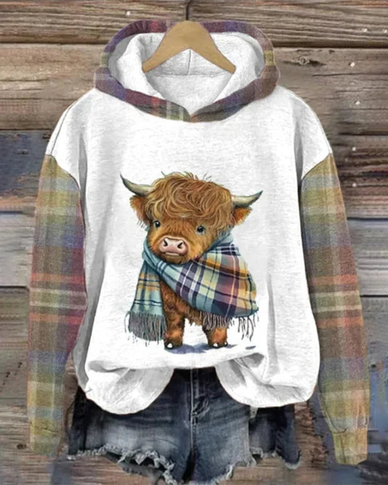 Afslappet hættetrøje med dyreprint