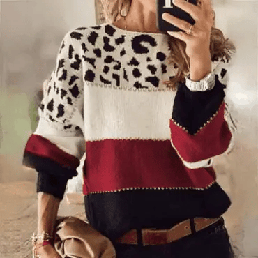 Janssen - elegant sweater med leopardprint