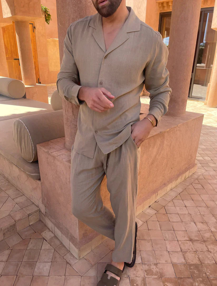 Sergio - olivengrønne hørbukser