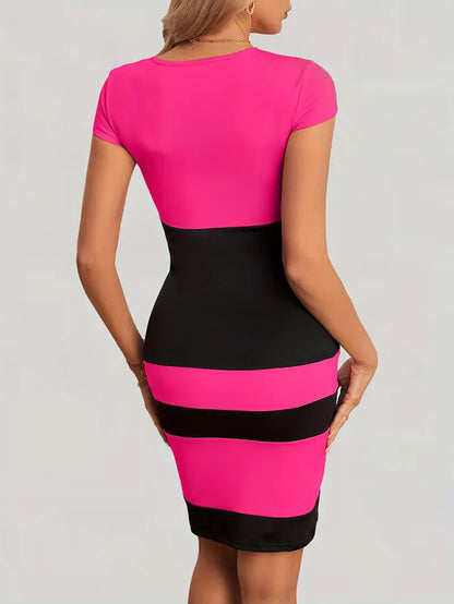 Reagan color block bodycon kjole til foråret