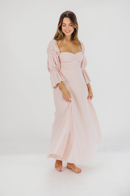 Corrine tiered sleeve Maxi Dress med lommer i ballerina pink - bump friendly