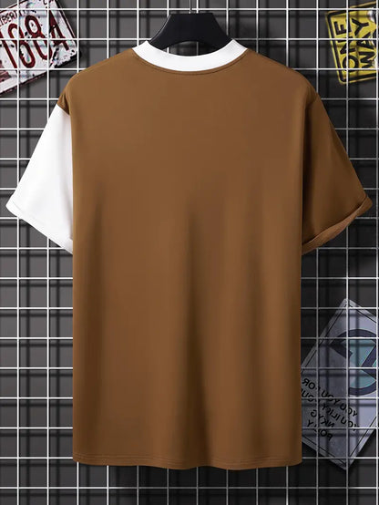 Robert – stilfuld color block t-shirt med korte ærmer og rund hals