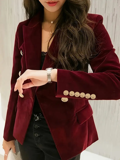 Elegant bordeaux fløjlsjakke til kendisser – slankende blazer