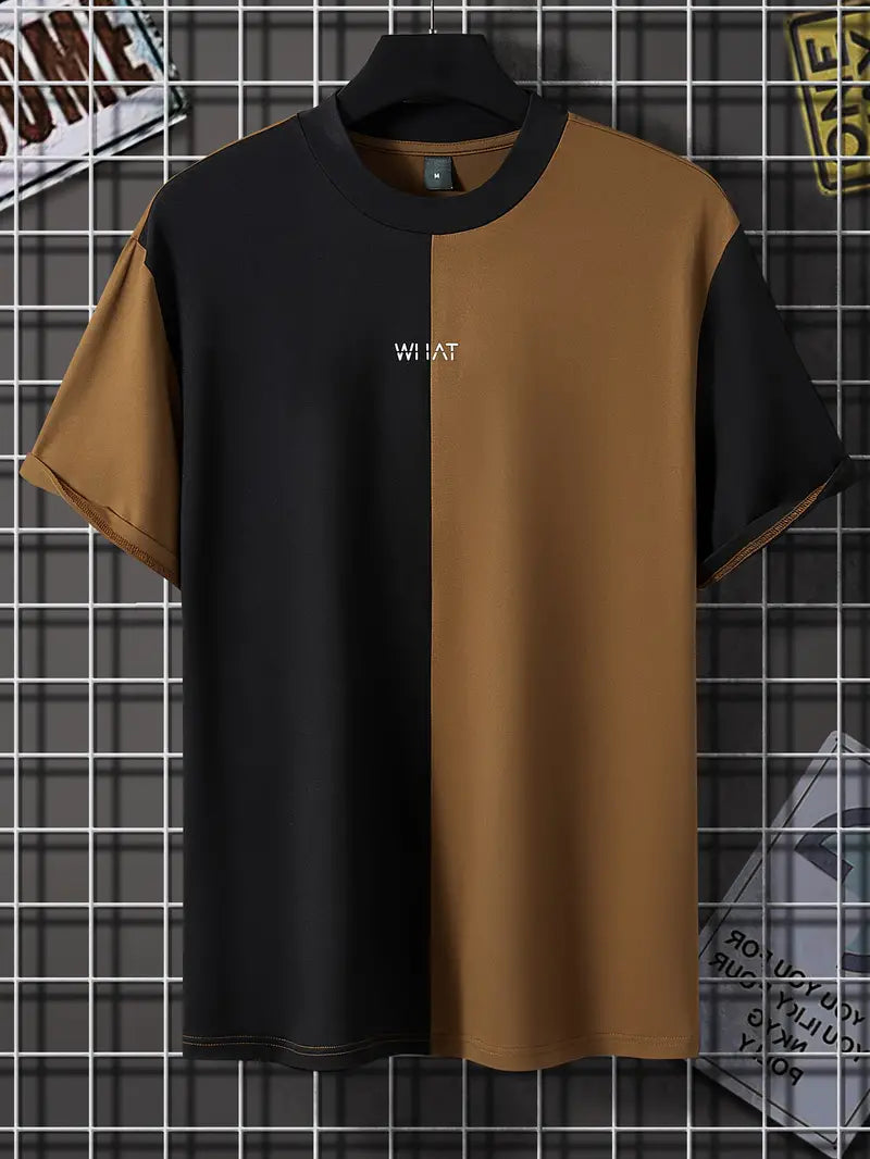 Robert – stilfuld color block t-shirt med korte ærmer og rund hals