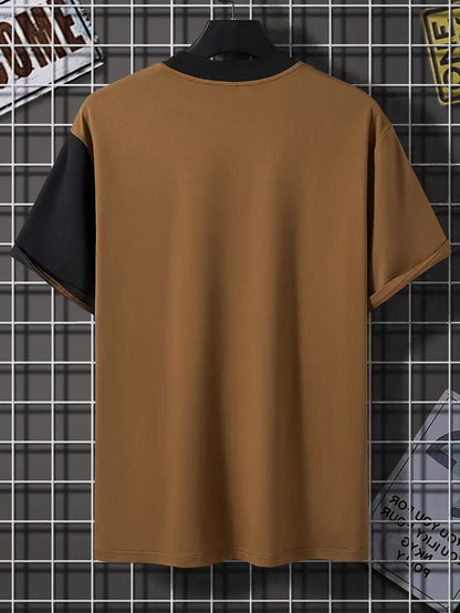 Robert – stilfuld color block t-shirt med korte ærmer og rund hals
