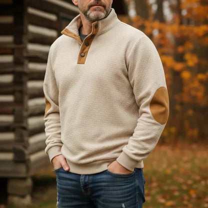 Rune – afslappet sweatshirt med stående krave og albuepatches