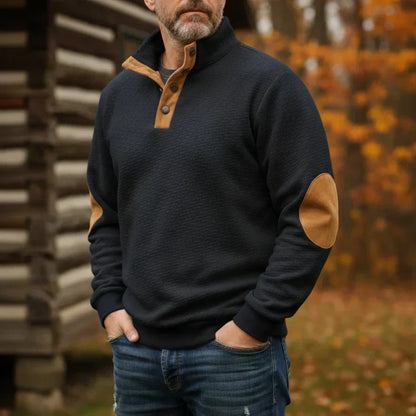 Rune – afslappet sweatshirt med stående krave og albuepatches