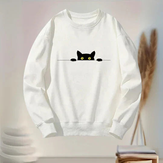 Victoria - legende sweatshirt til kvinder med sort katteprint
