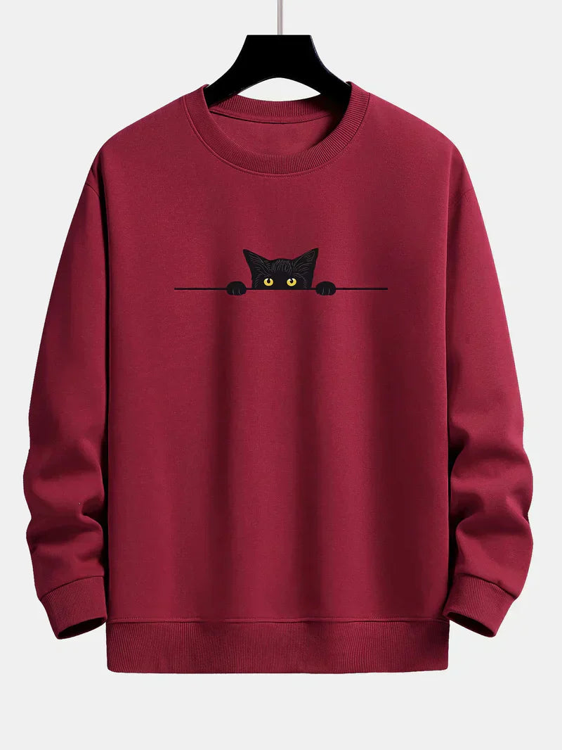 Noah | afslappende sweatshirt med sort katteprint