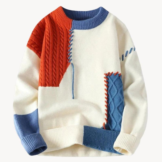 Patchbold - iøjnefaldende strikket designertrøje til mænd