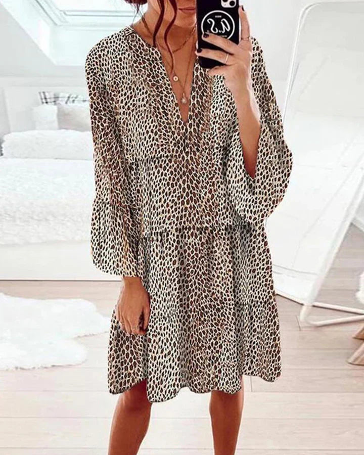 Ruby | Leopard knælang damekjole