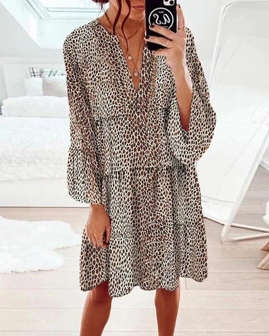 Ruby | Leopard-knælang damekjole