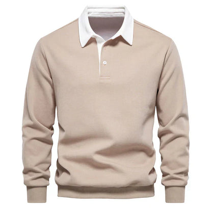 Elegant langærmet herrepoloshirt med klassisk krave