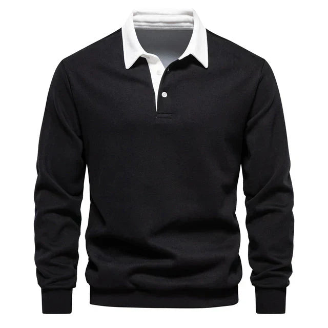 Elegant langærmet herrepoloshirt med klassisk krave