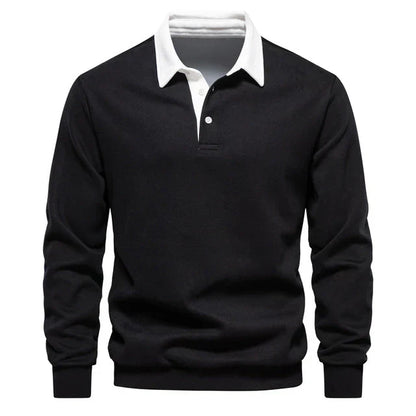 Elegant langærmet herrepoloshirt med klassisk krave