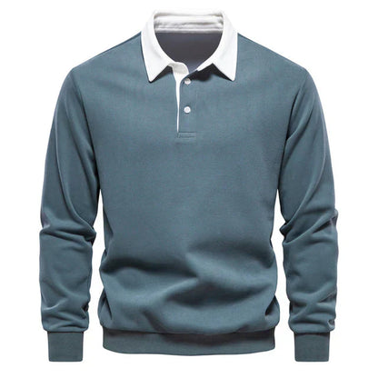 Elegant langærmet herrepoloshirt med klassisk krave