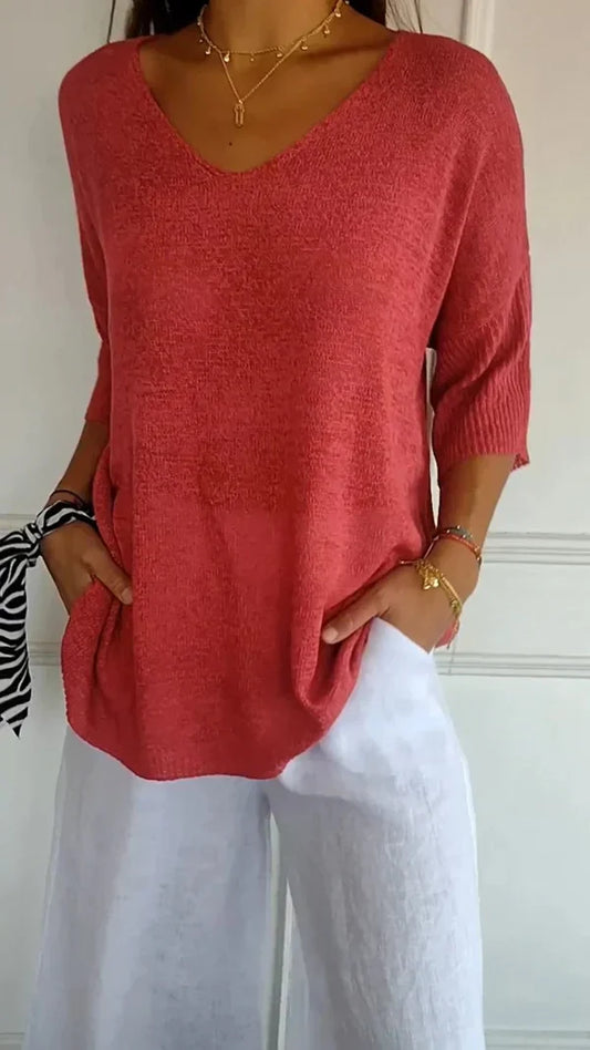 Lilly - elegant top med v-udskæring