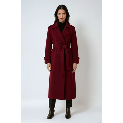 Serena dame vinterjakke i bordeaux med bælte