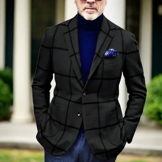 Elegant herreblazer med ternet mønster - chik og stilfuld