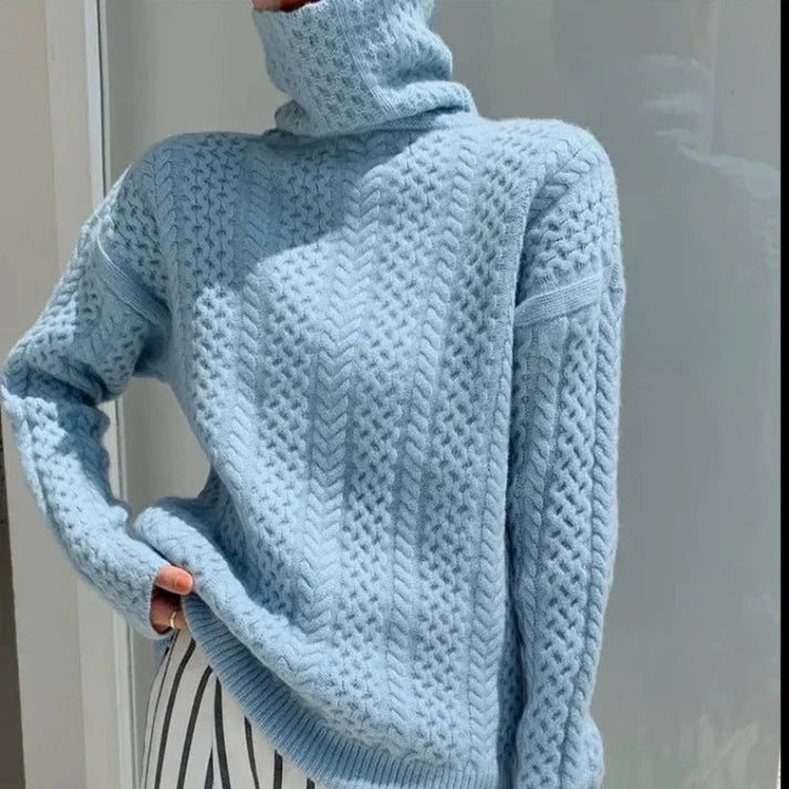 Sweater med rullekrave-syninger i kashmir lucia