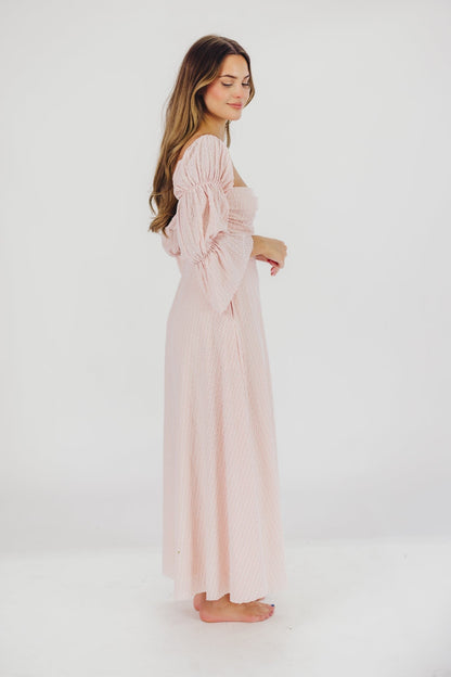 Corrine tiered sleeve Maxi Dress med lommer i ballerina pink - bump friendly