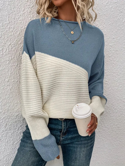 Ollie - colour block-trøje med rund hals