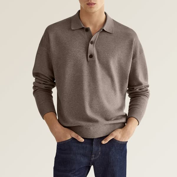 Garen - afslappet langærmet poloshirt til mænd
