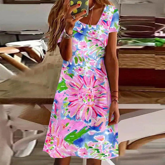 Chloe - statement minikjole i flerfarvet blomsterprint