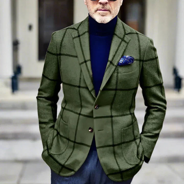 Elegant herreblazer med ternet mønster - chik og stilfuld